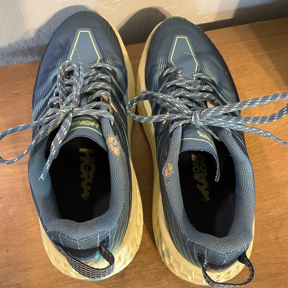 HOKA One One Women's  Speedgoat 4 Running Shoes Blue Yellow Size 7 - Picture 4 of 9